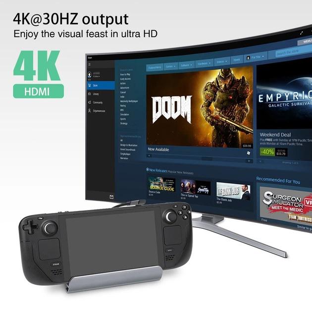 Док-станція 6в1 100W для Steam Deck HDMI 4K/ Gigabit Ethernet/ 3хUSB 3.0/ USB-C 100 W - фото 8