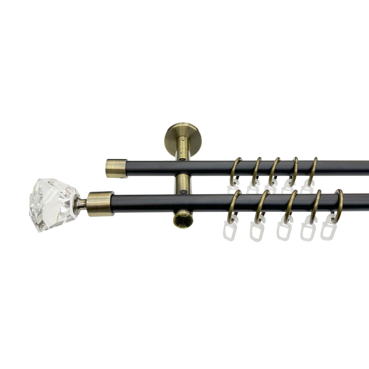 Карниз для штор Orvit Спектралия двухрядный 16/16 мм цилиндр 200 см Черный/Антик (000-7480)