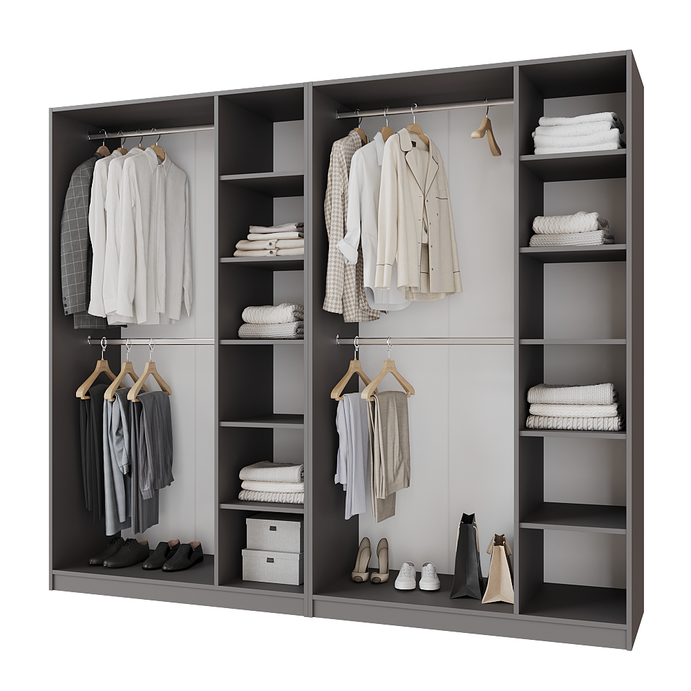 Шкаф распашной Меблітренд Чиназес Чи-2400 2400х500х2050 мм Графитовый/Белый (26862406) - фото 3 Шкаф распашной Меблітренд Чиназес Чи-2400 2400х500х2050 мм Графитовый/Белый (26862406) - фото 3