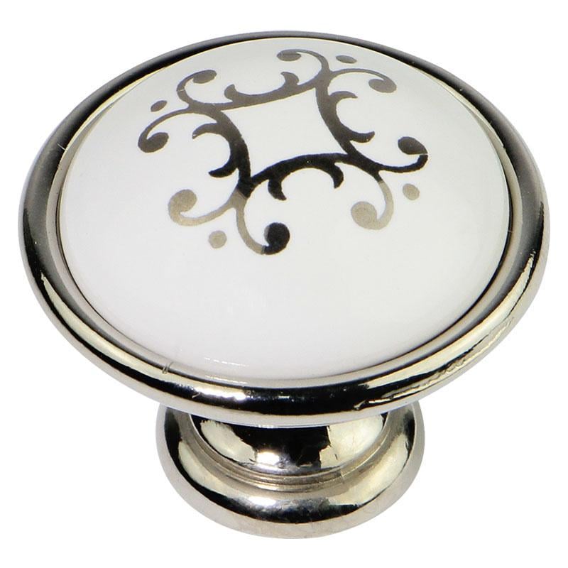 Мебельная ручка Bosetti Marella CL 24316.01.035 Никель полированный/белый с рисунком (18786)