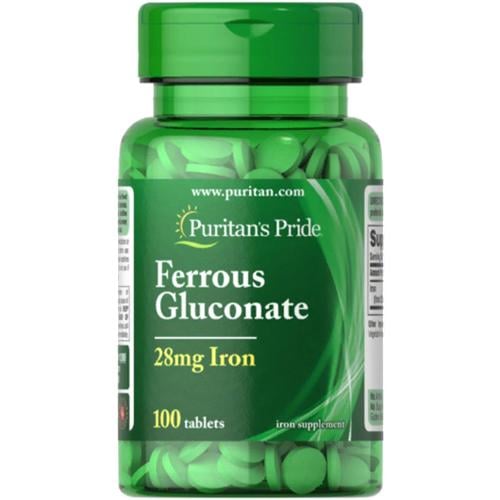 Микроэлемент железо Puritan's Pride Ferrous Gluconate 28 мг Iron 100 Tabs