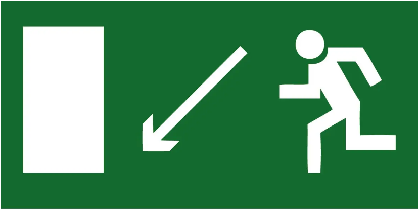Знак евакуації вихід ліворуч вниз (д-8047)