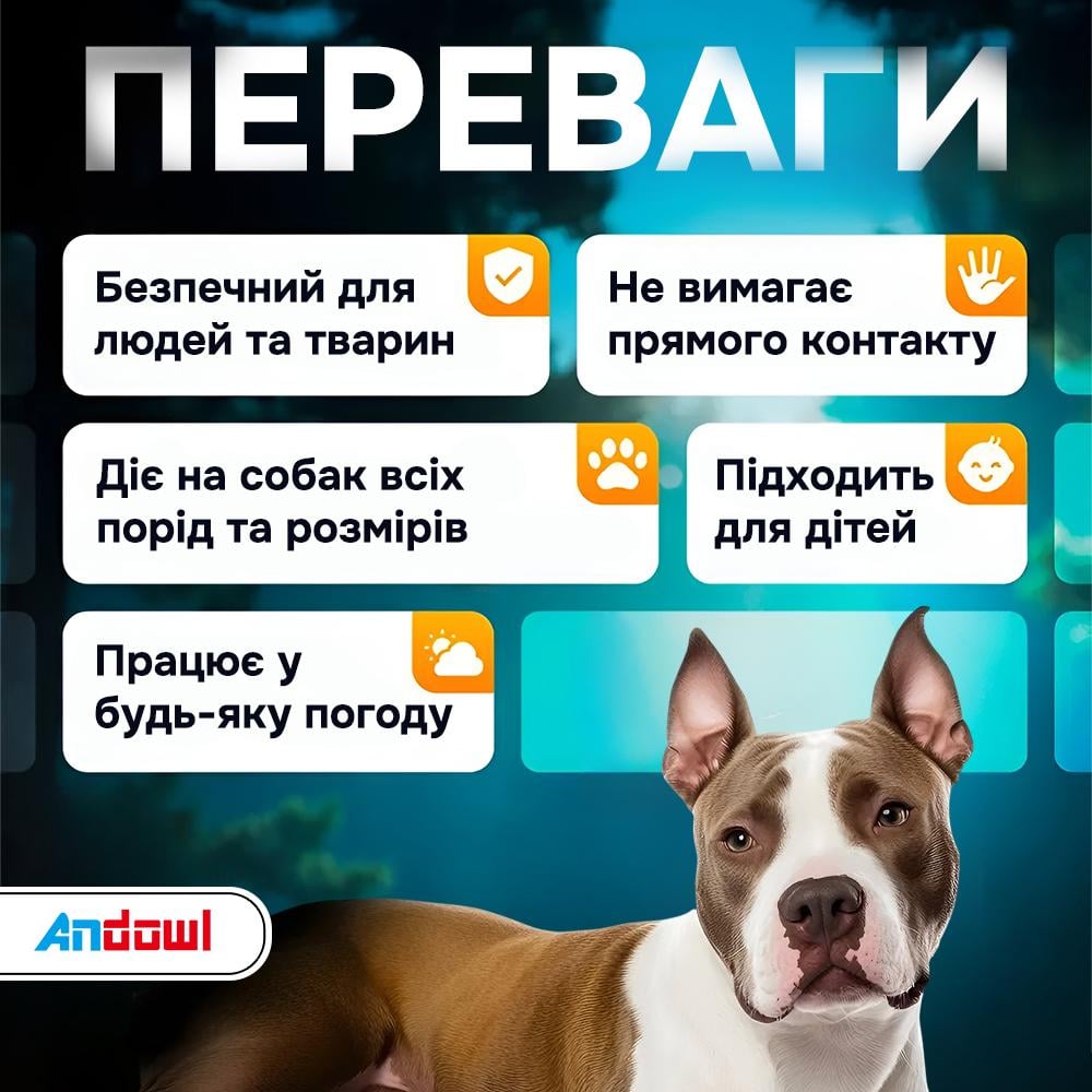 Отпугиватель собак ультразвуковой Andowl Q-DG02X1 с аккумулятором и фонариком Белый (289303b2) - фото 3