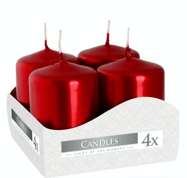 Набор свечей цилиндр 4 шт. Красный металлик (62-68-Sw40/60-230) Набор свечей цилиндр 4 шт. Красный металлик (62-68-Sw40/60-230)