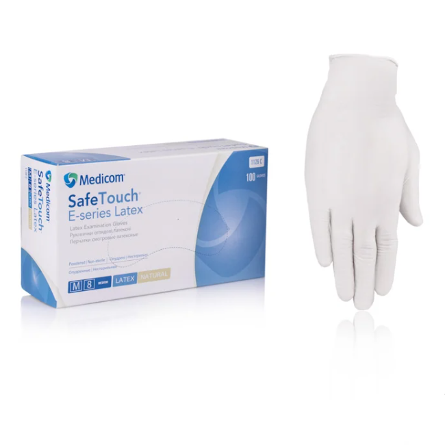 Перчатки латексные SafeTouch E-Series опудренные 50 пар/100 шт. в уп. XS-XL (AN001184)