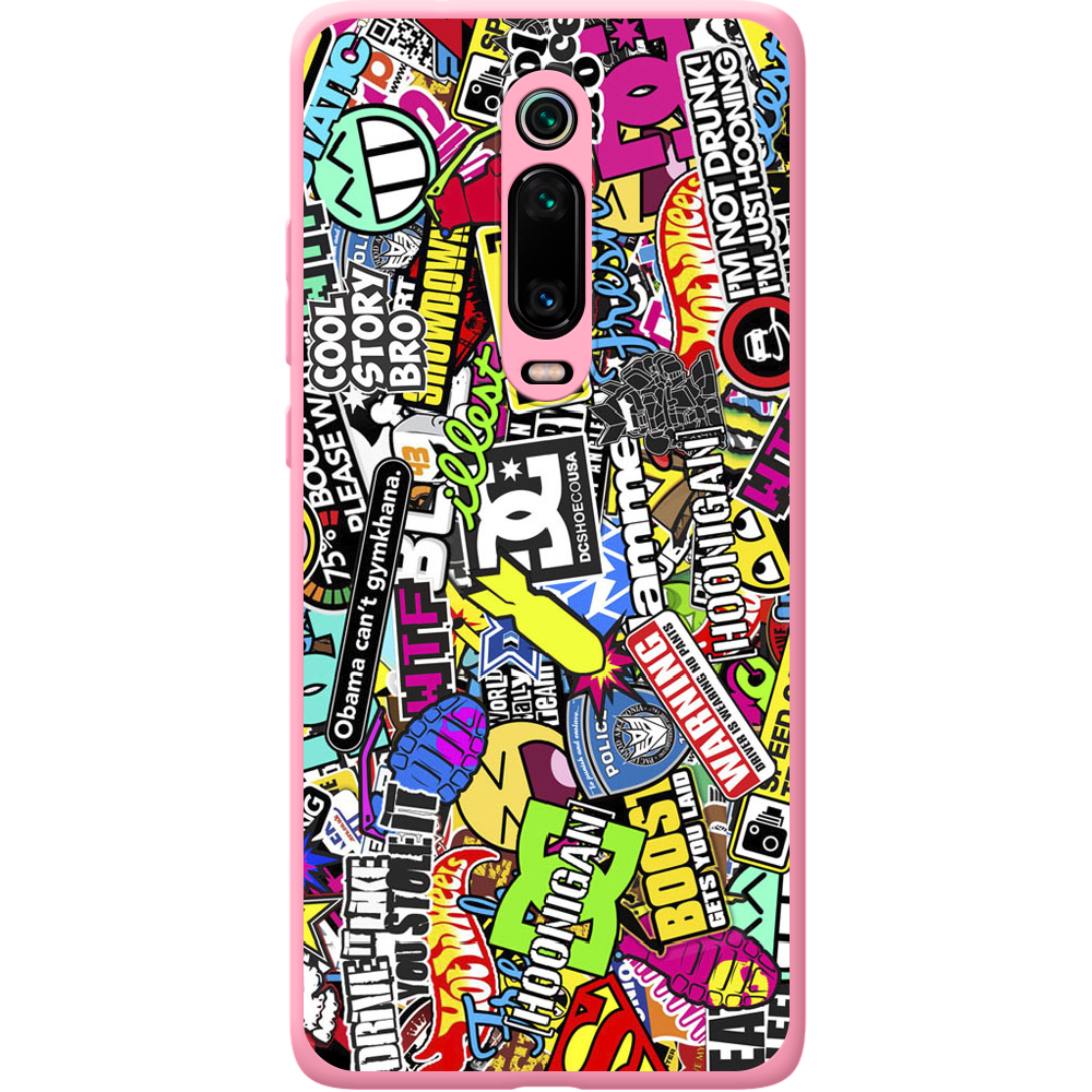 Чохол BoxFace Xiaomi Mi 9T / Mi 9T Pro Multicolored Inscriptions Рожевий силікон (37376-up880-43049)