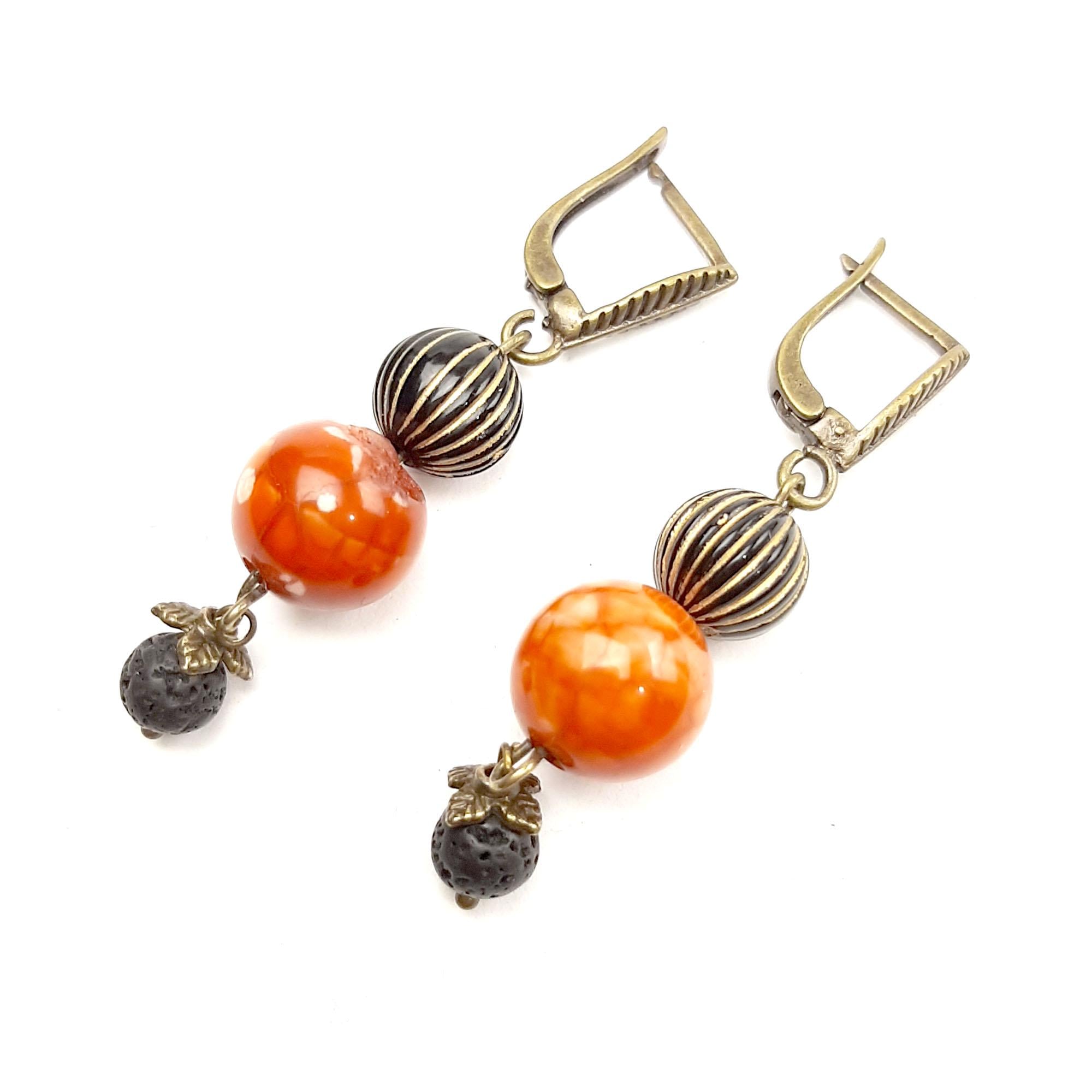 Серьги DARSANA Венди из натурального камня агат/лава (DRSU005630)