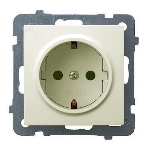 Розетка одинарная Ospel AS с заземлением без рамки Кремовый (29319367)