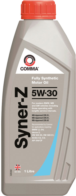 Моторне мастило COMMA SYNER-Z 5W-30 синтетичне 1 л (SYZ1L)