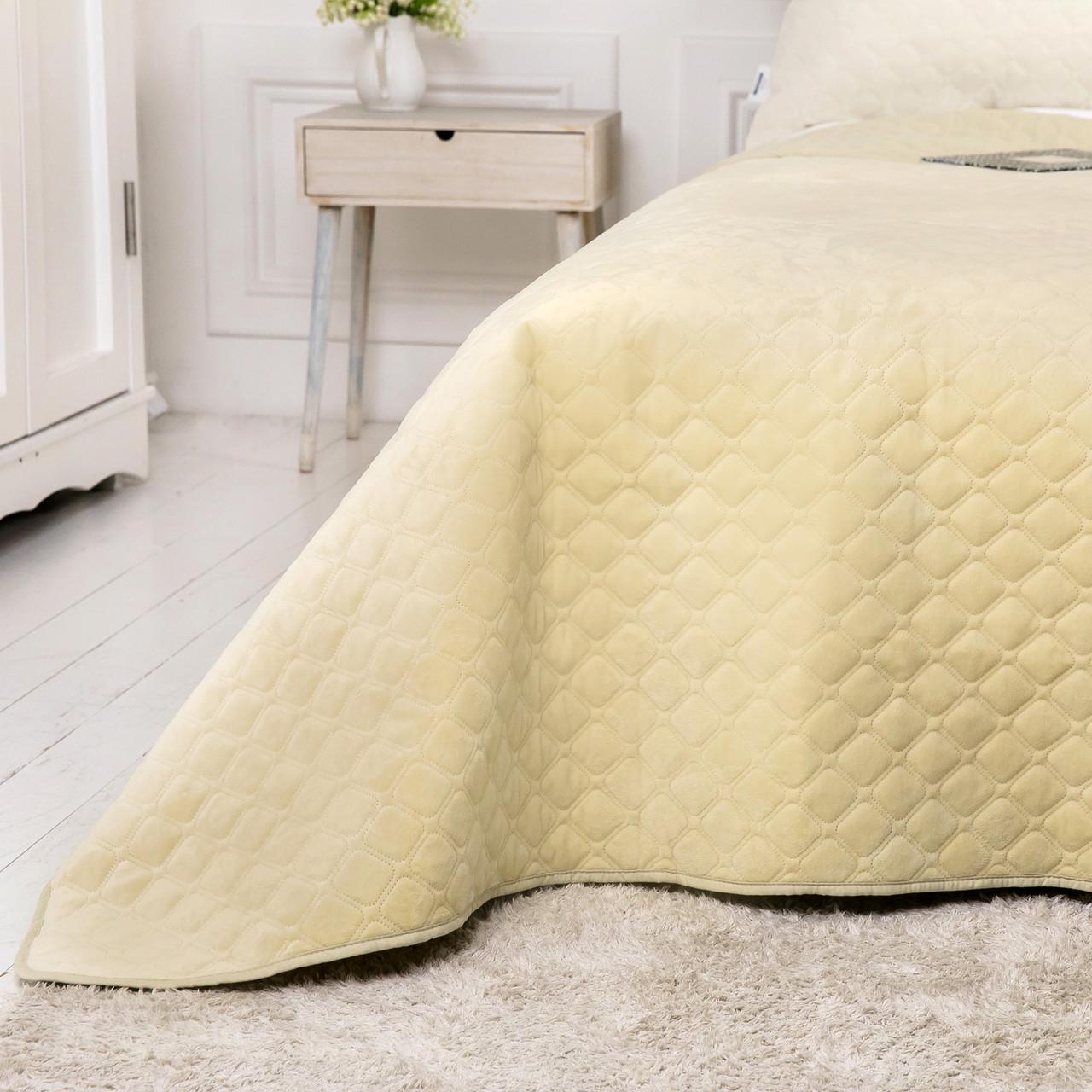 Покрывало велюровое мягкое Ромб/круглый двуспальное 180х240 см Бежевый - фото 7 Покрывало велюровое мягкое Ромб/круглый двуспальное 180х240 см Бежевый - фото 7