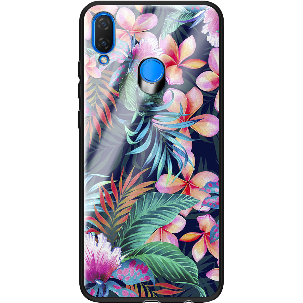 Чохол Boxface Huawei P Smart Plus flowers in the tropics Чорний силікон зі склом (34912-up1971-37724)