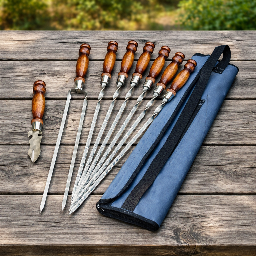 Набор шампуров Арго 611 ретро ручка в сером чехле