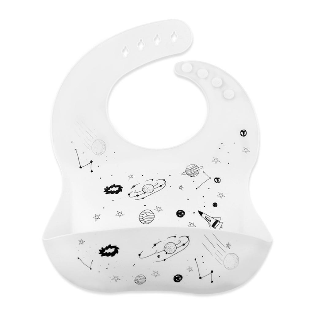 Слинявчик силіконовий з кишенею Космос Білий (893767)