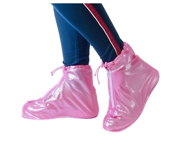 Бахилы детские водонепроницаемые и пылезащитные с утолщенной подошвой M р. 30-32 Розовый