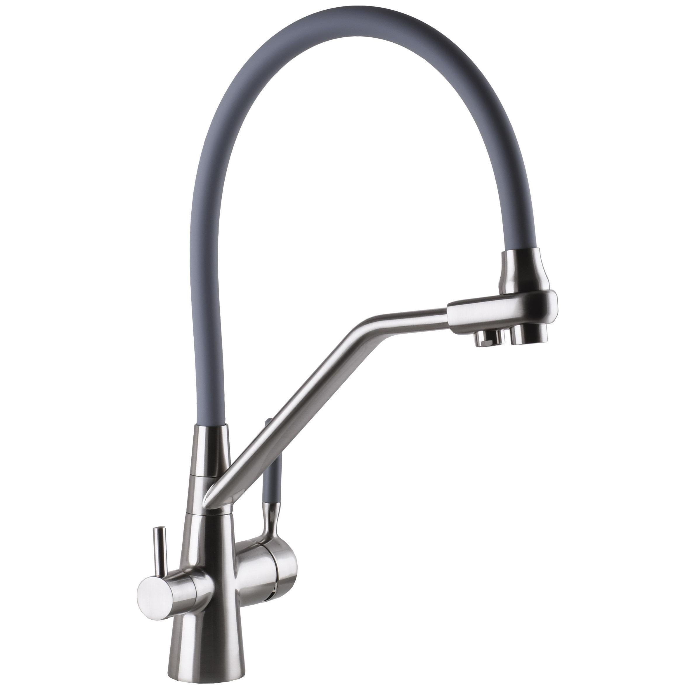 Кран на кухню Globus Lux з підключенням до осмос-фільтру Нікель/Сатин (24673)