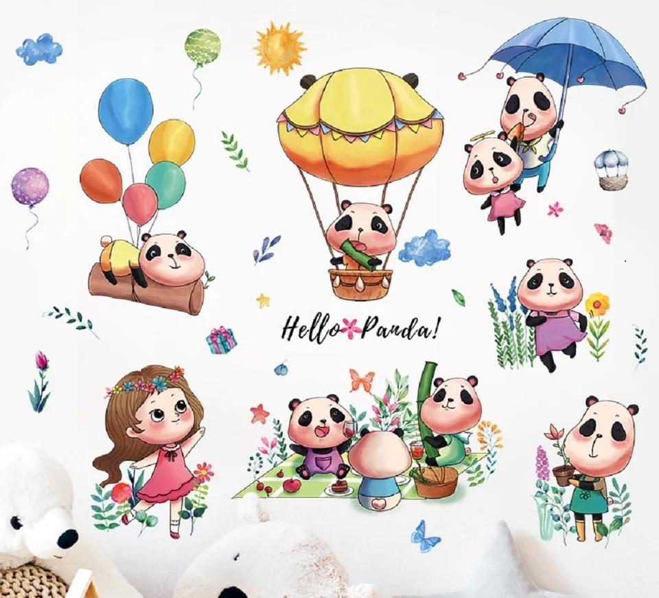 Наклейки виниловые Привет Панды Hello Panda лист 60х90 см (Б132-5)