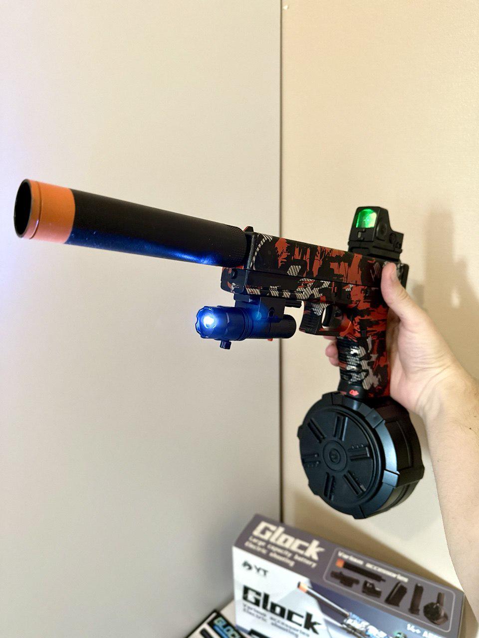 Пістолет іграшковий на орбізах акумуляторний та 500 орбізів 36 см Червоний - фото 4