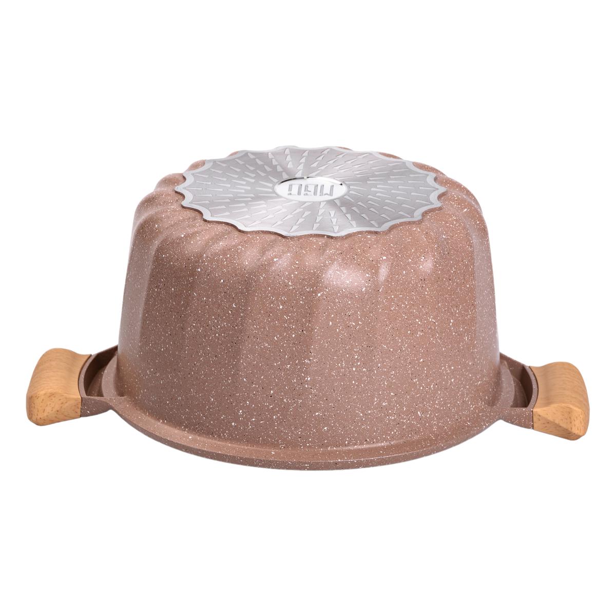 Кастрюля алюминиевая MGC алюминиевая во французском стиле с антипригарным покрытием стеклянная крышка 8 л Бежевый (HP-4-434CO) - фото 5