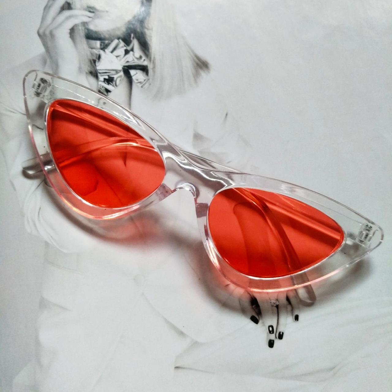 Очки треугольные солнцезащитные Кошачий глаз Прозрачный/Оранжевый