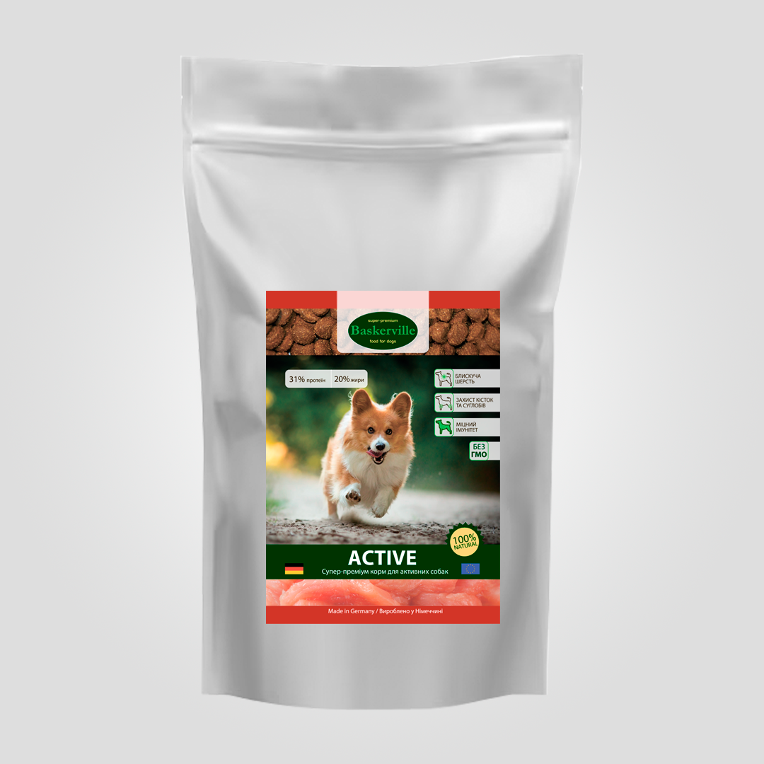 Корм сухой для активных собак Baskerville Active 1 кг (25983957) - фото 1 Корм сухой для активных собак Baskerville Active 1 кг (25983957) - фото 1