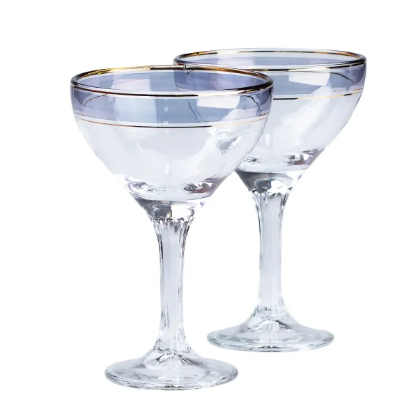 Набор бокалов для фигурных коктейлей на высокой ножке 2 шт. по 290 мл Прозрачный/Синий - фото 2 Набор бокалов для фигурных коктейлей на высокой ножке 2 шт. по 290 мл Прозрачный/Синий - фото 2