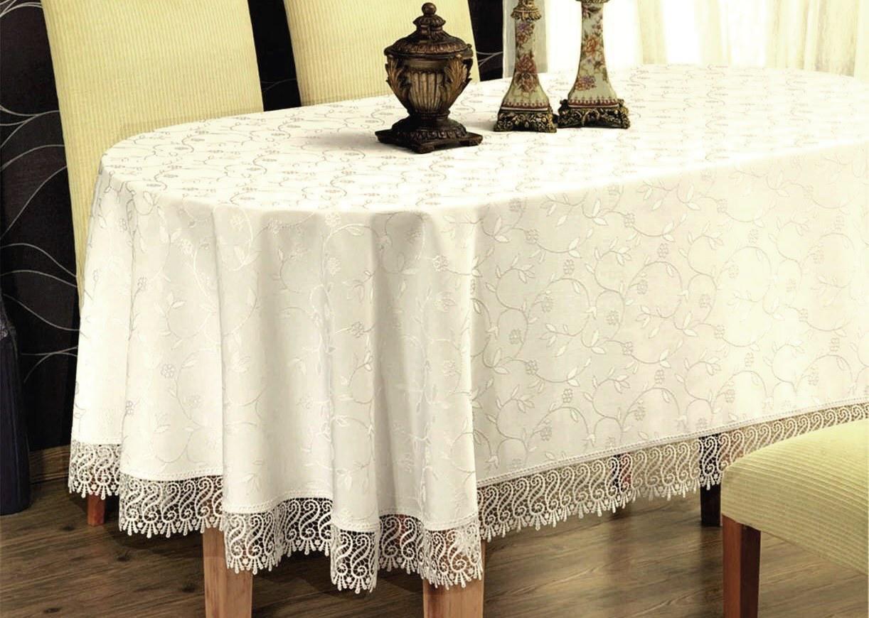 Скатертина з мереживом Maison Royale 160x220 Овал KDK Cream (01MR02Q160220K03)