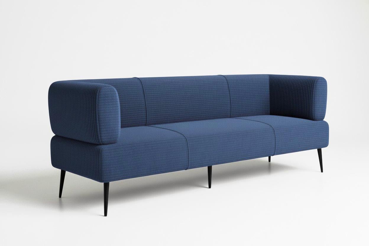 Диван офисный Tobi Sho Бенно-1 с подлокотниками велюр вельвет 1800х720х750 мм Lotus 88/DK Blue