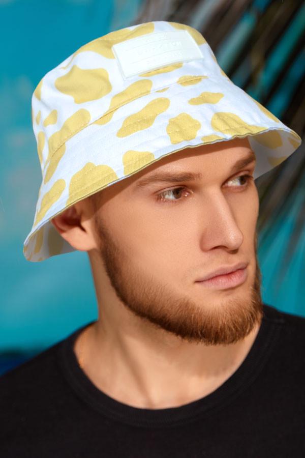 Панама в принте коровы Braxton унисекс Белый/Желтый (1385)