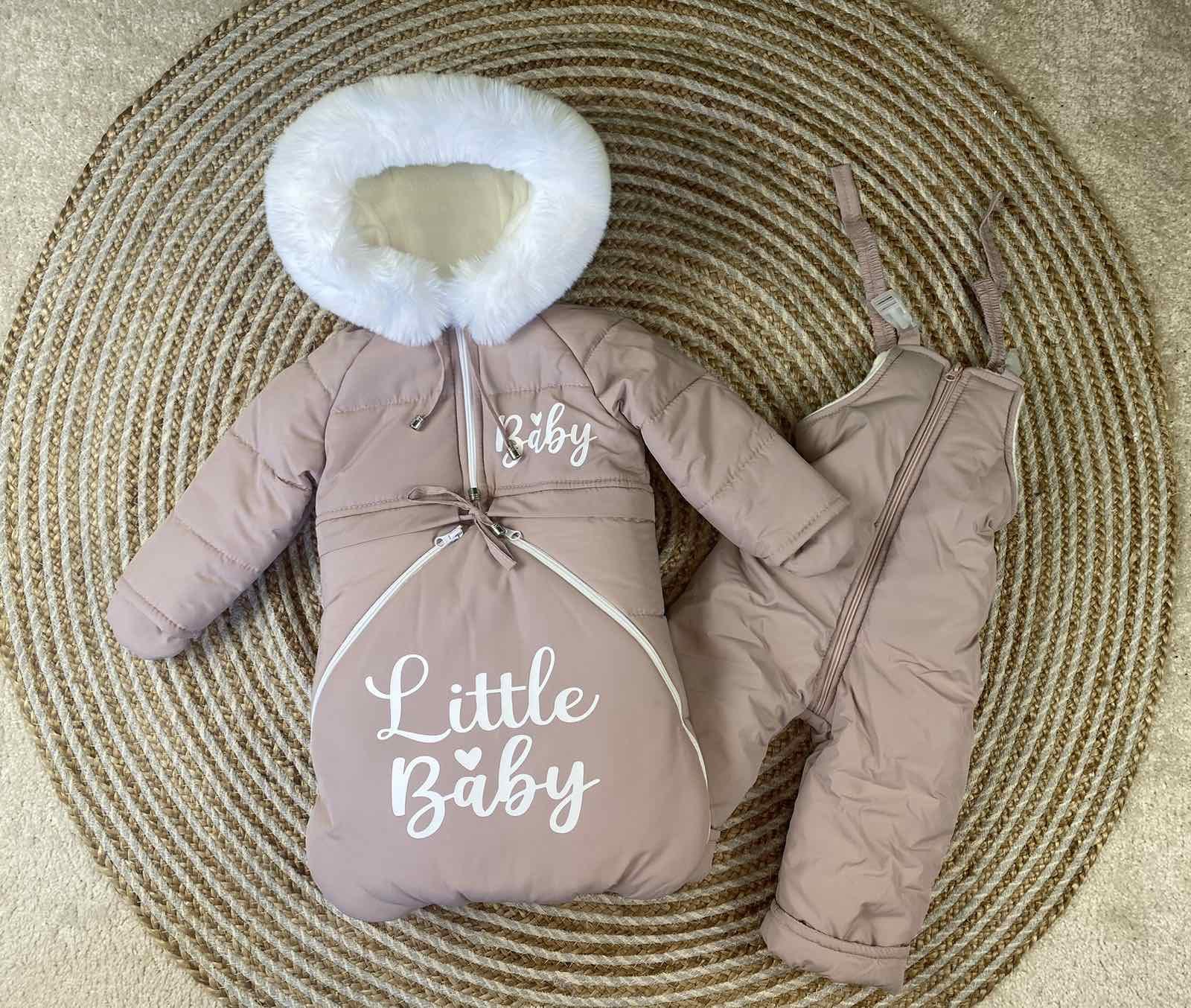 Комбінезон дитячий зимовий трансформер на овчині до двох років 3в1 Мокко (954)