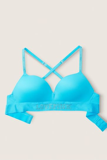 Бюстгальтер безшовний з пуш ап Victoria's Secret PINK Wear Everywhere Wireless Push-Up Bra 70B Блакитний (20003075)