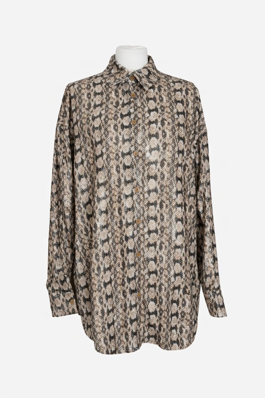 Рубашка Missguided Змеиный принт р. 38 Хаки (TW631858)