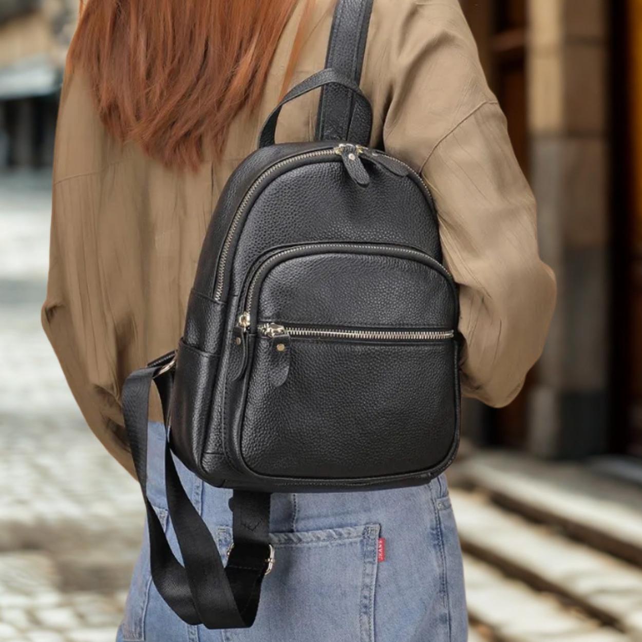 Рюкзак жіночий Lorian з натуральної шкіри на одне велике основне відділення Чорний (LR 25172-black) - фото 10