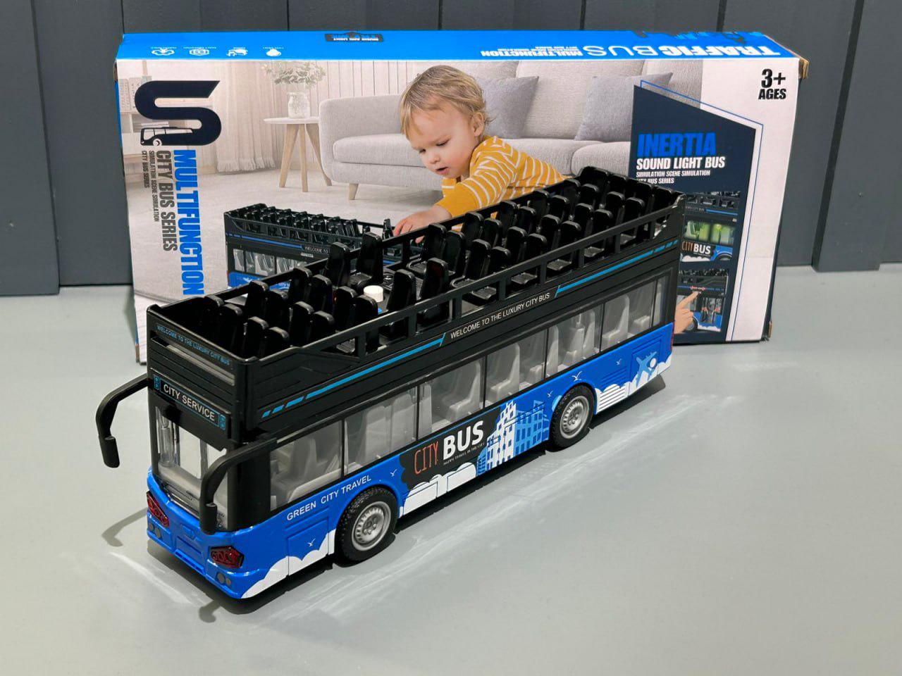 Автобус городской двухэтажный инерция/музыка/свет Синий (JS122-122A) Автобус городской двухэтажный инерция/музыка/свет Синий (JS122-122A)