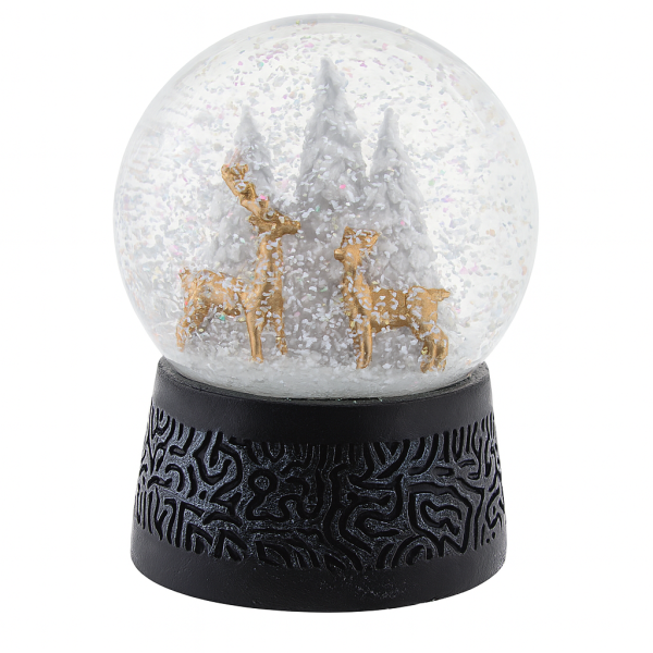 Статуэтка декоративная новогодняя музыкальная Стеклянный шар Олени 10х10х15 см