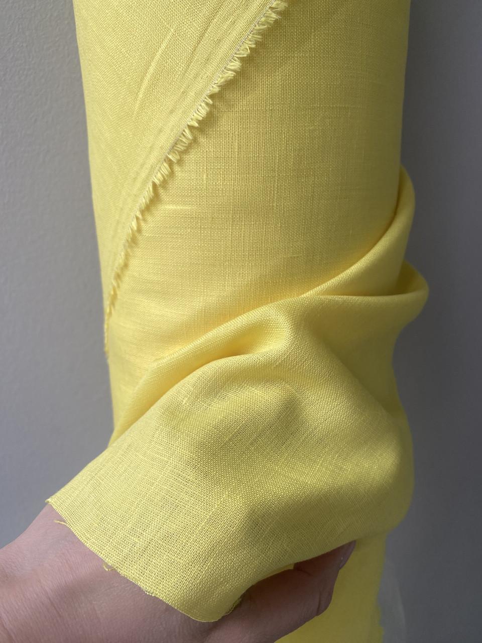 Тканина LINEN PLUS лляна натуральна 143 см 1490 Жовтий - фото 5