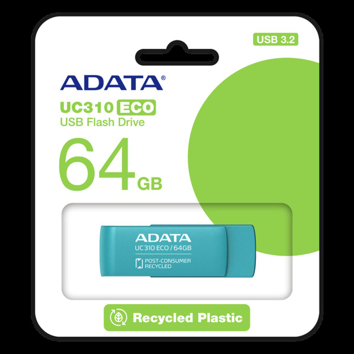 Флеш-память USB ADATA UC310 Eco 64 Гб Green (UC310E-64G-RGN) - фото 2