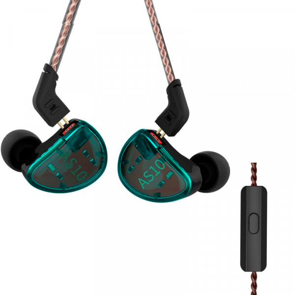 Наушники KZ AS10 Mic Cyan (1253595)
