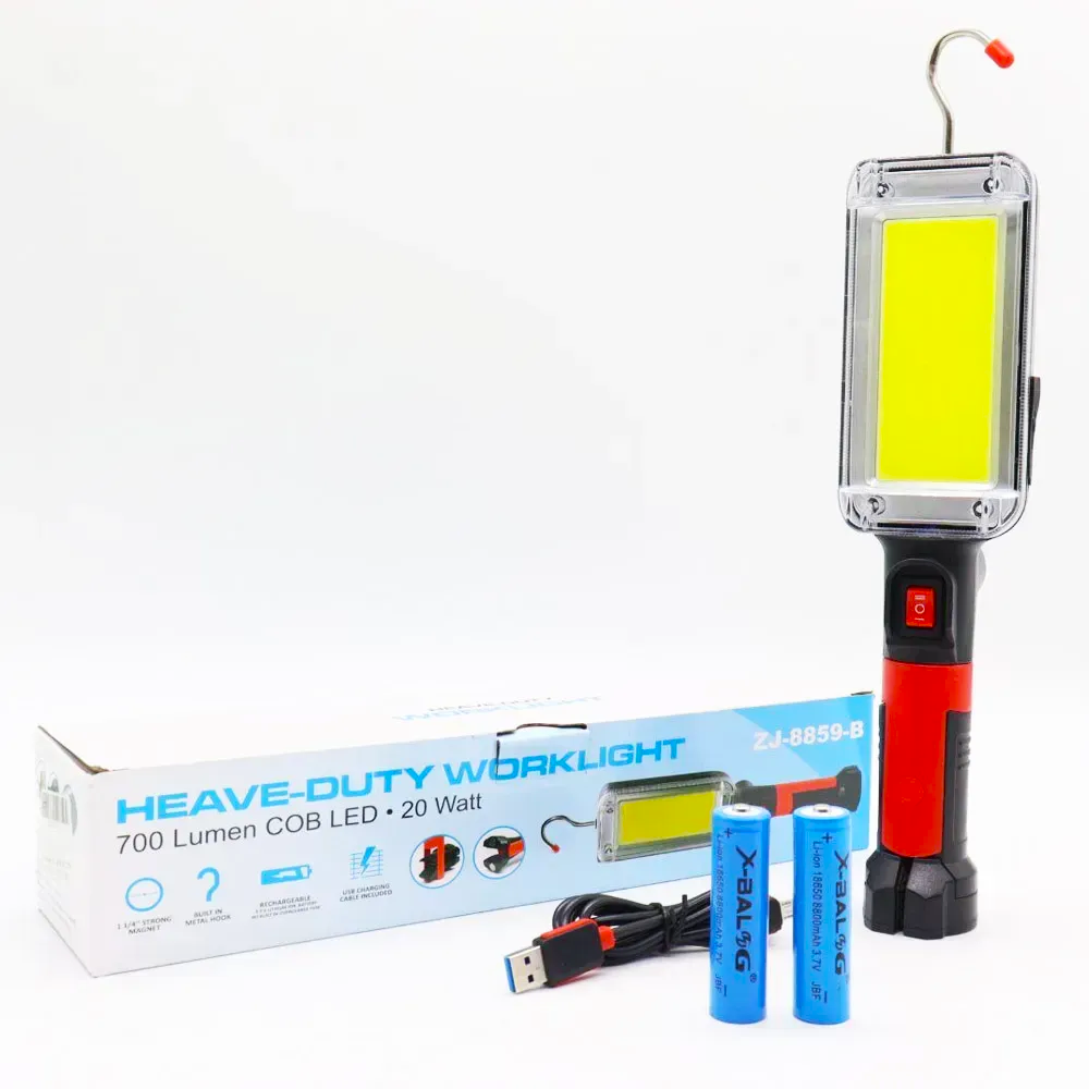 Ліхтар акумуляторний WOW ZJ-8859 COB з магнітом та гачком з USB 20 Вт (234563178)