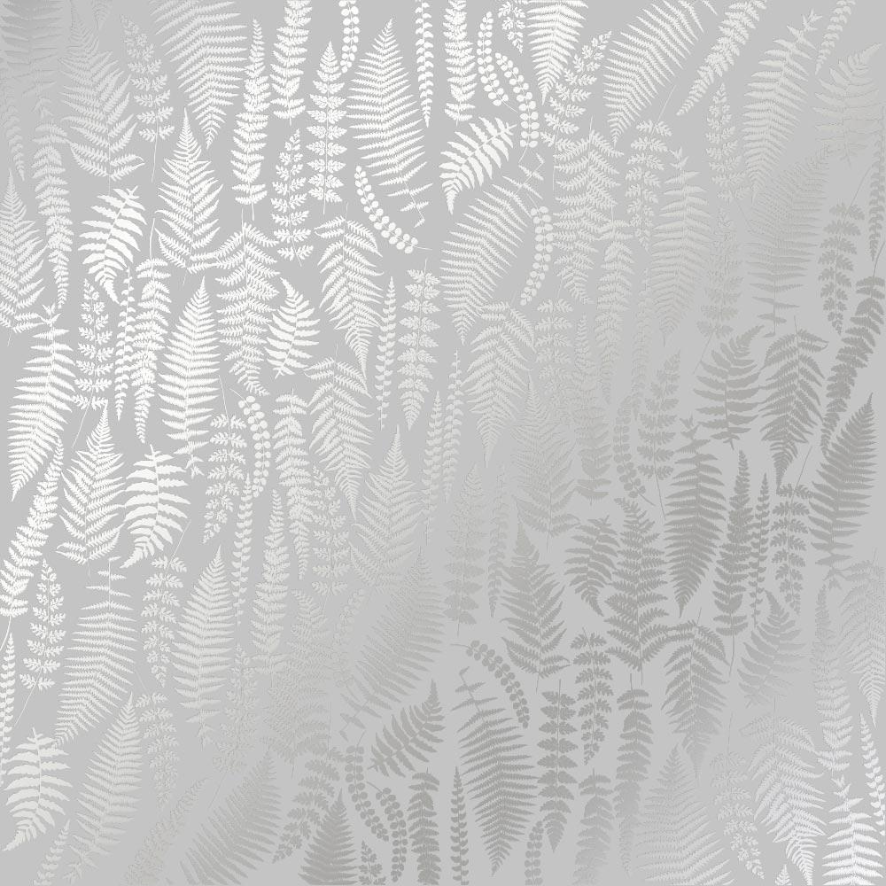 Лист бумаги односторонний Silver Fern с серебряным тиснением 30,5х30,5 см Gray