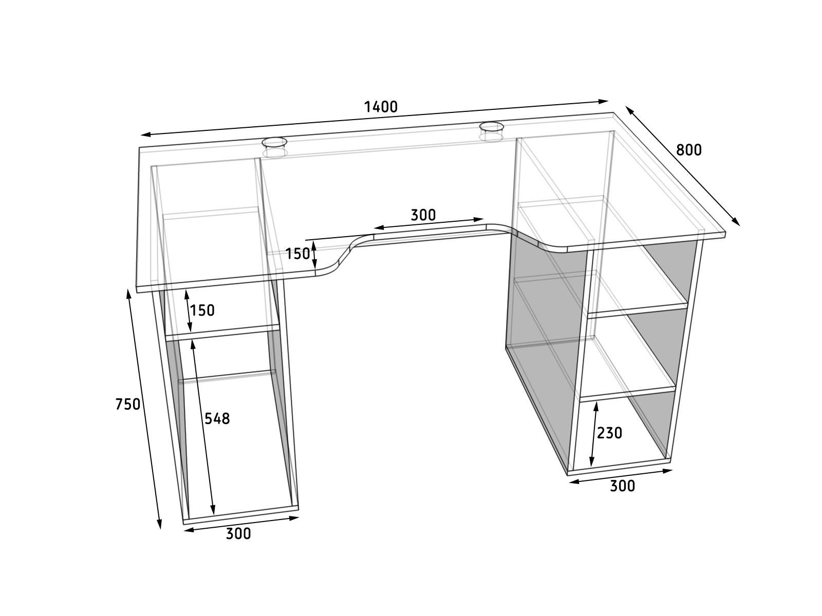Геймерський стіл Тіса-меблі Rasin RS-2 140х80х75 см Чорний - фото 2