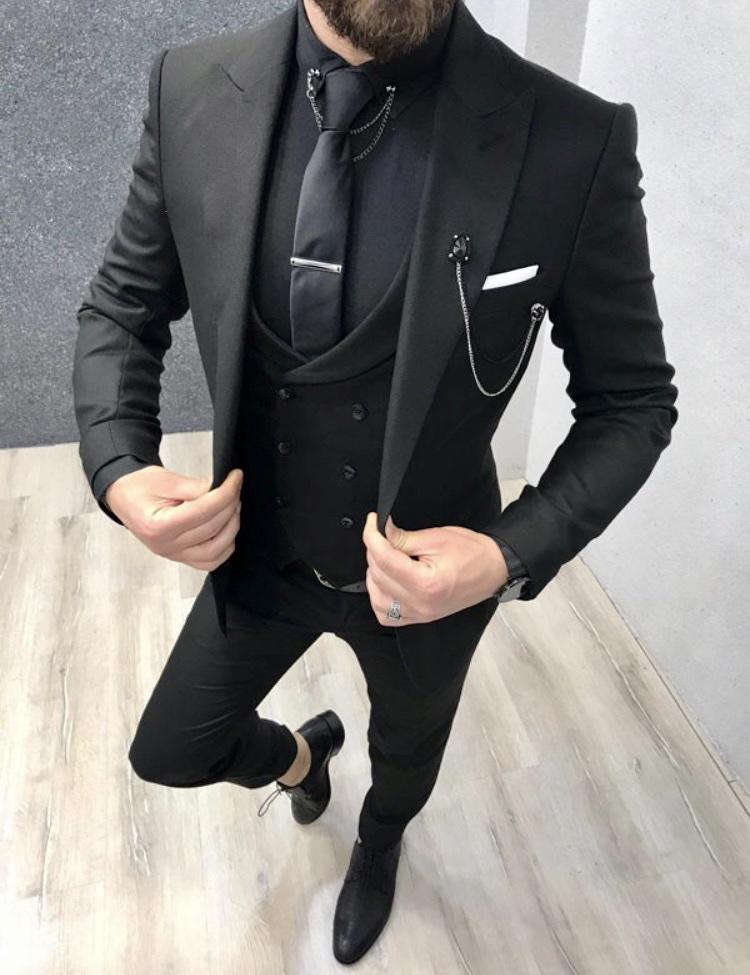 Костюм-тройка мужской классический р, 46 Черный (2800)