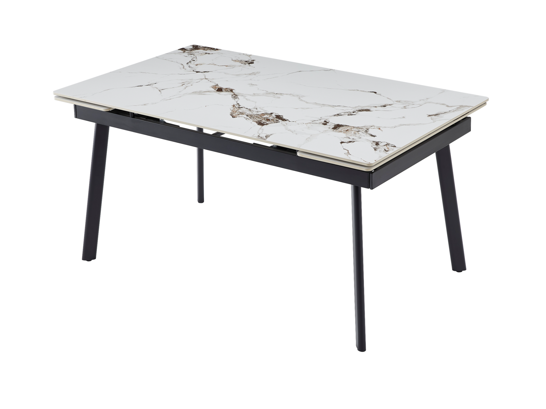 Стол обеденный раздвижной Vetro Mebel 1500-2100x900x760 мм Панда вайт/черный (TМ-98)
