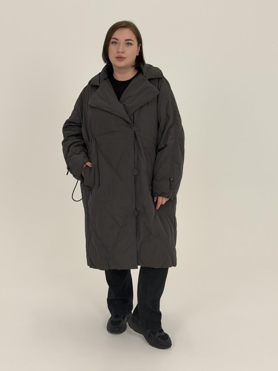 Плащ-тренч женский стеганный демисезонный One Size Серый дымчатый (2341)