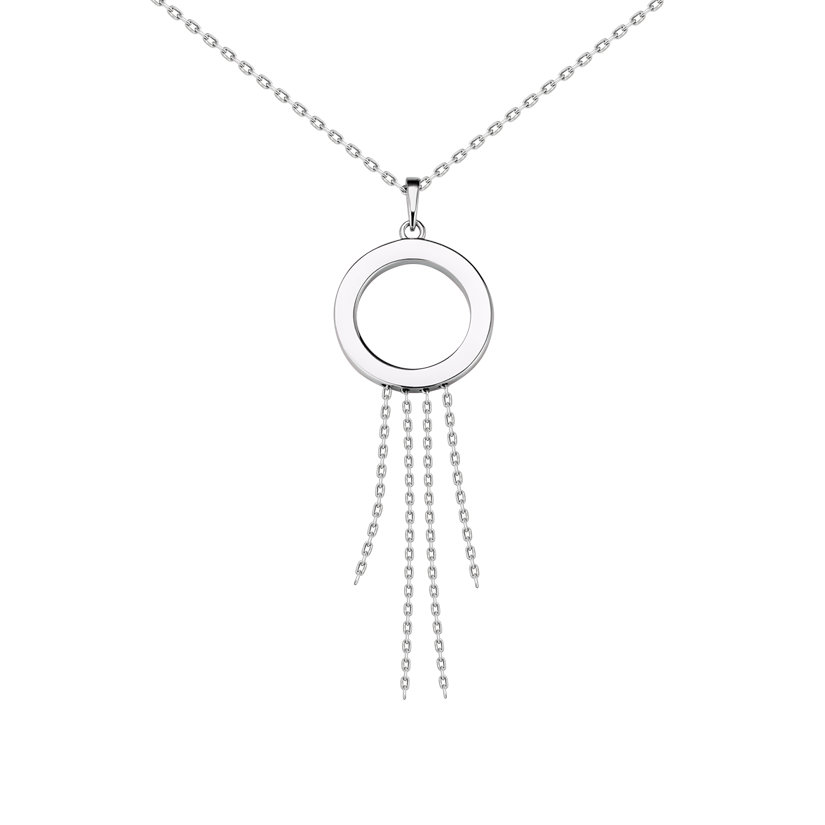 Кольє срібне об'ємне Коло з тонкими ланцюжками віслюками