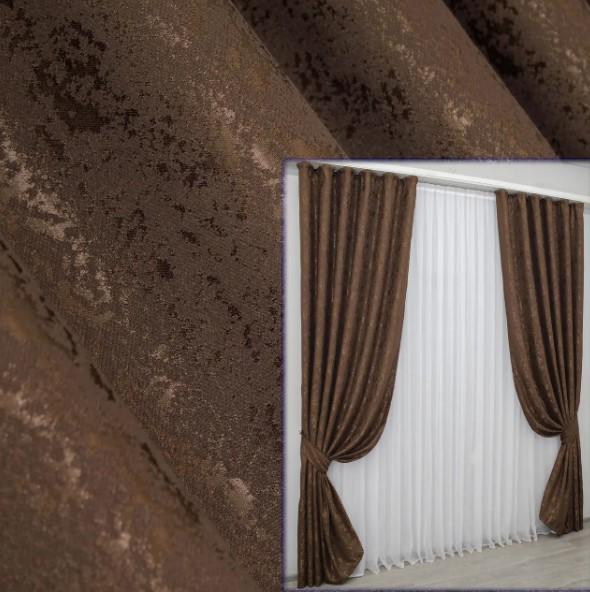 Ткань для штор лен Коричневый (1173ш) - фото 5