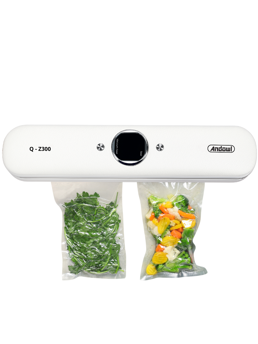 Вакууматор кухонный домашний Andowl Q-Z300X1 2в1 для упаковки и запайки пищевых продуктов Белый (13820355)
