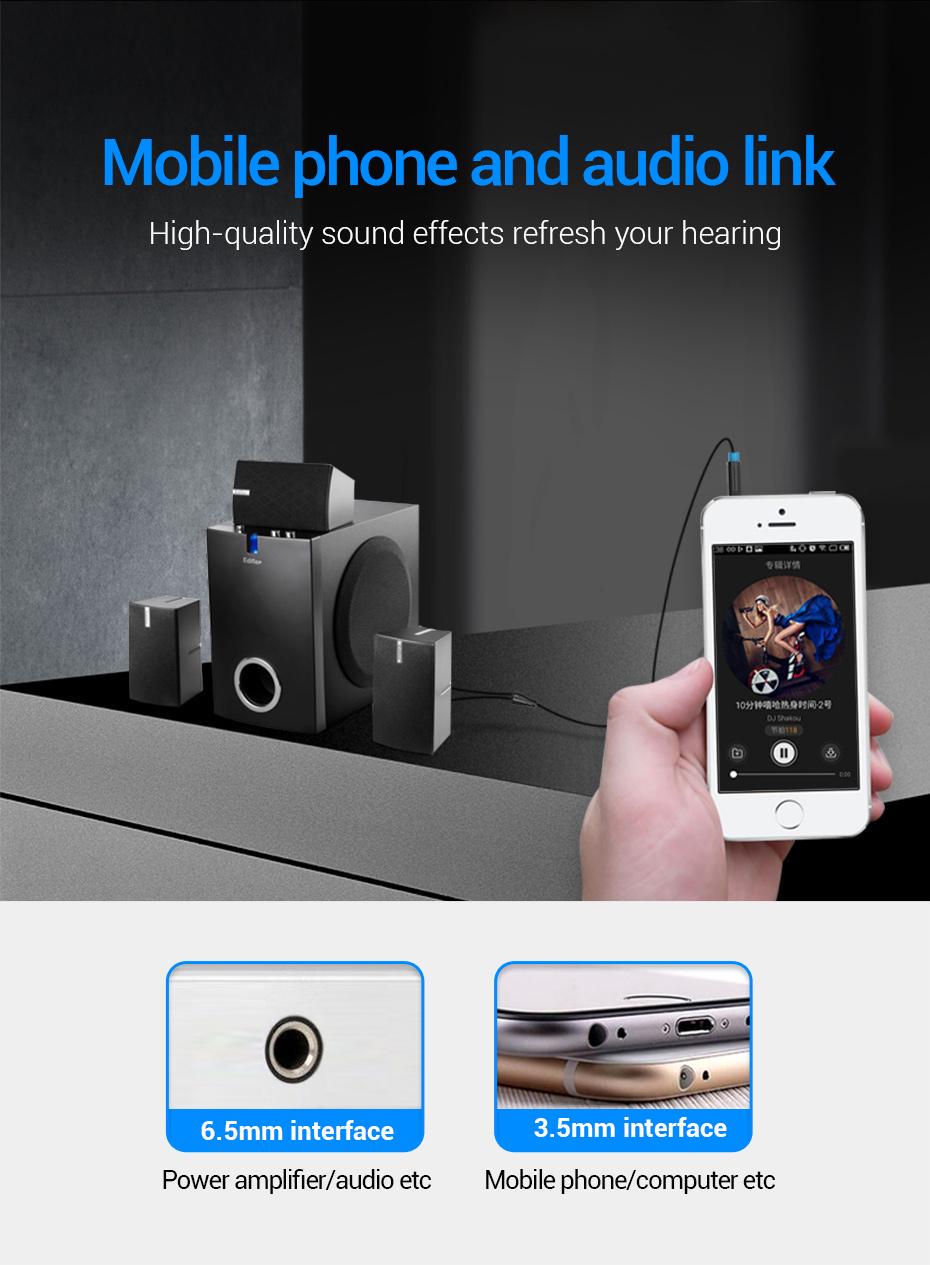 Кабель Vention 2x 6.5 мм Jack-3.5 мм minijack HiFi стерео AUX на 6.35 мм TRS L/R Канали TS 1/4" на TRS 1/8" 5 м Чорний (BACBJ) - фото 8 Кабель Vention 2x 6.5 мм Jack-3.5 мм minijack HiFi стерео AUX на 6.35 мм TRS L/R Канали TS 1/4" на TRS 1/8" 5 м Чорний (BACBJ) - фото 8