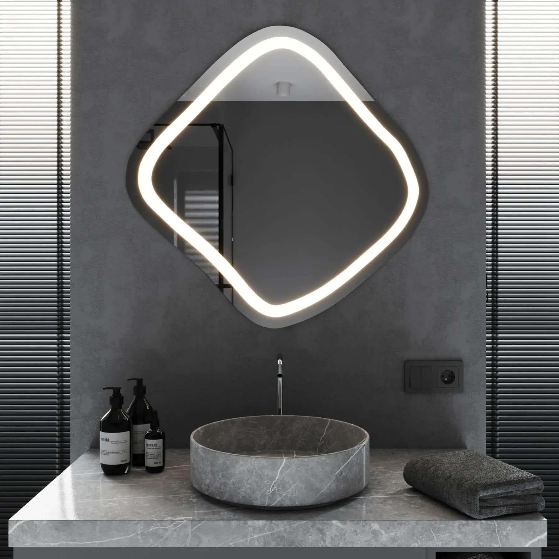 Зеркало для ванной комнаты Mironiks Ellizium фигурное с фронтальной LED-подсветкой 900x900 мм (FR-MRKS-311805)