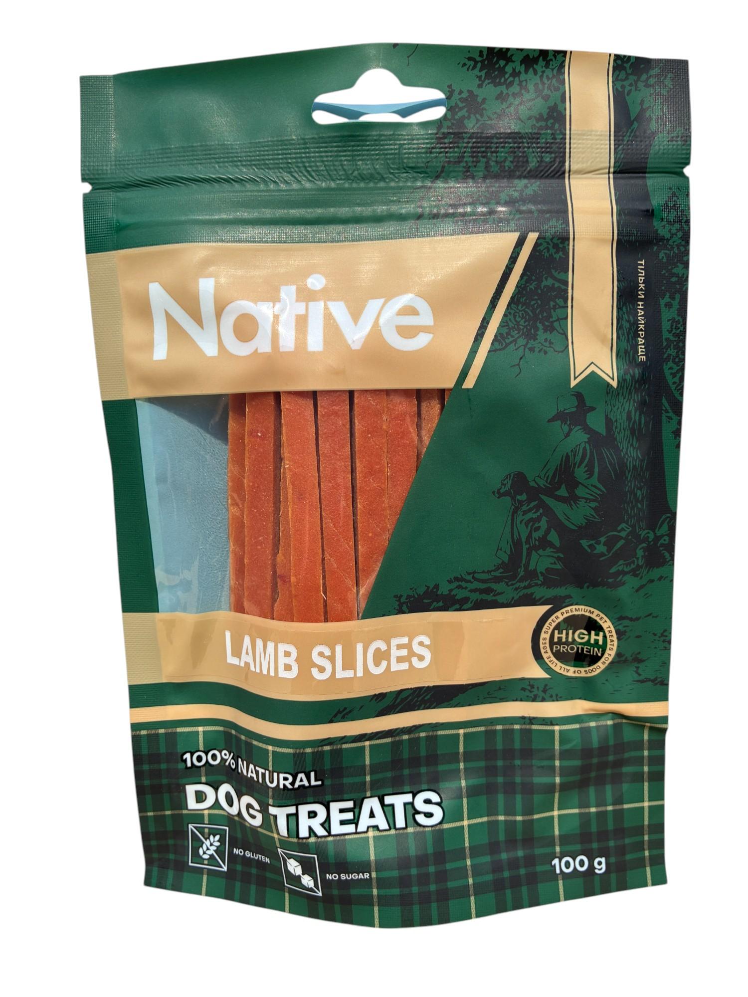 Ласощі для собак NATIVE Dog Treats Sticker Lamb Slice Скибочки з ягня 100 г (31042018n)