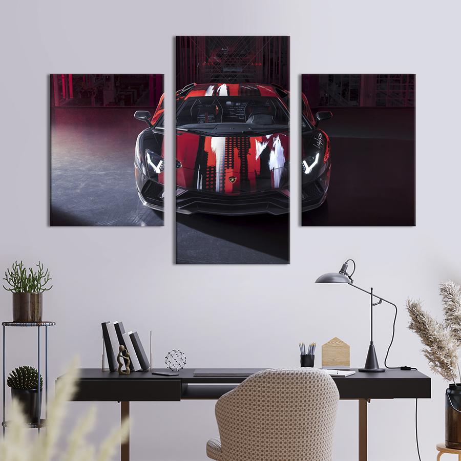 Картина на холсте триптих Эксклюзивный Lamborghini Aventador S – Yamamoto 96x60 см (1268-32)